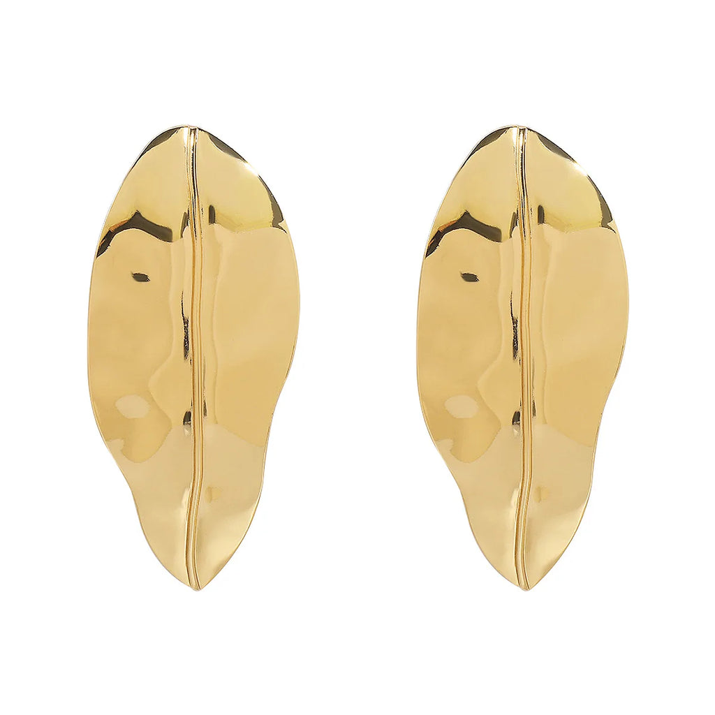 Brinco Maxi Dourado Folha Escultural