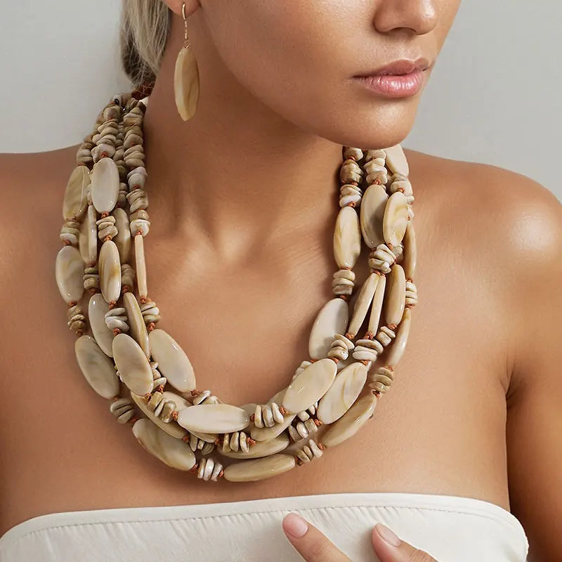 Colar Boho Multicamadas Verde Água | By Mireva