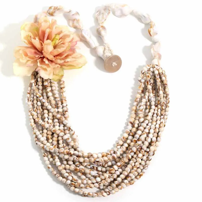 Colar Boho Longo Turquesa & Flor Azul | By Mireva