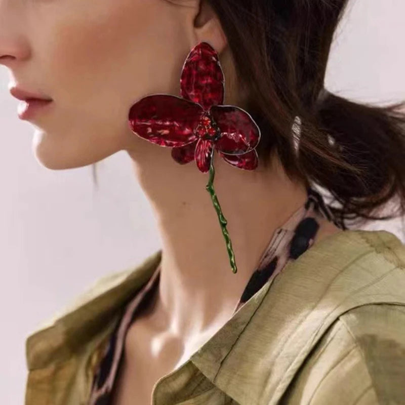 Brinco Maxi Orquídea Vermelha