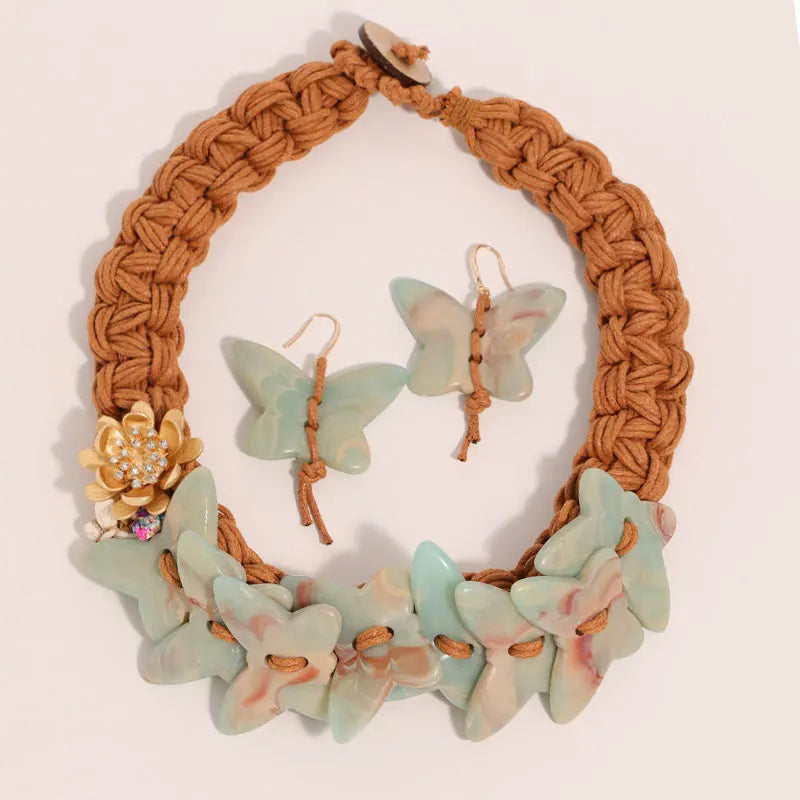 Colar & Brincos Borboletas Pastel Handmade | By Mireva