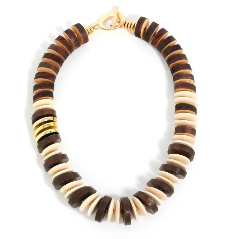 Colar Boho Fashion com Contas Grandes Feito à Mão