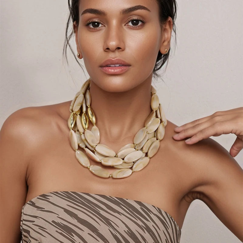 Colar Boho Degradê Vermelho e Preto Multicamadas | By Mireva