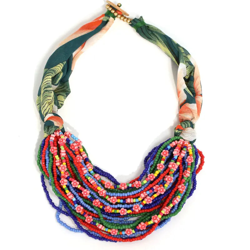 Colar Statement Boho Floral Colorido | By Mireva