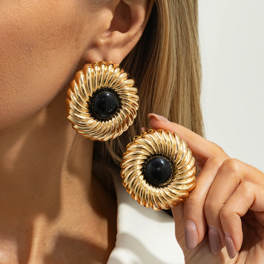 Brincos PuRui Preto & Vermelho Geométrico Vintage | By Mireva