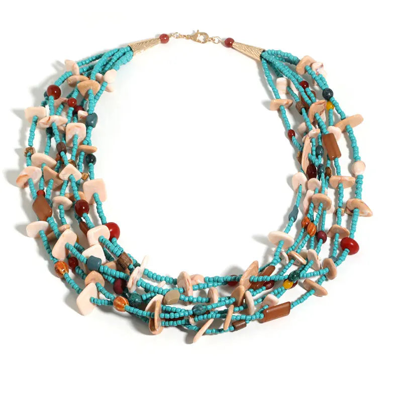 Colar Maxi Turquesa Multicolorido Boho