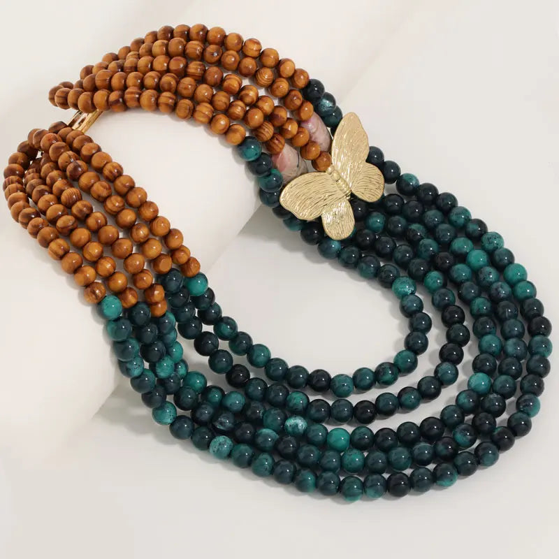Colar Boho Madeira & Borboleta | By Mireva