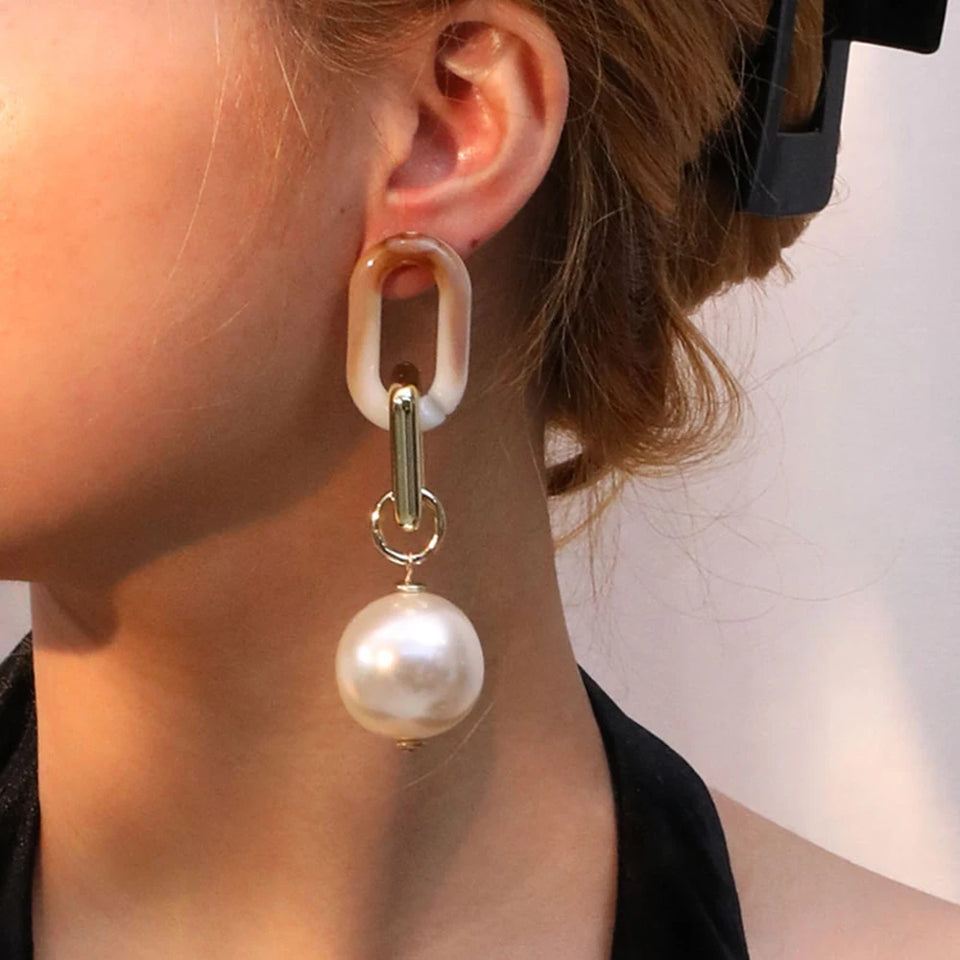 Brincos Longos de Pérolas Feitos à Mão