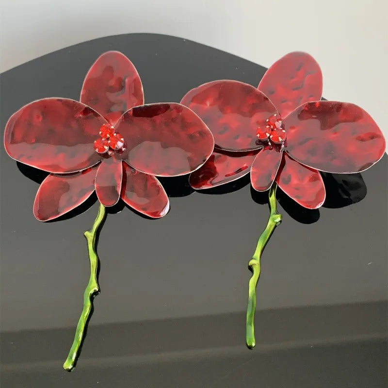 Brinco Maxi Orquídea Vermelha