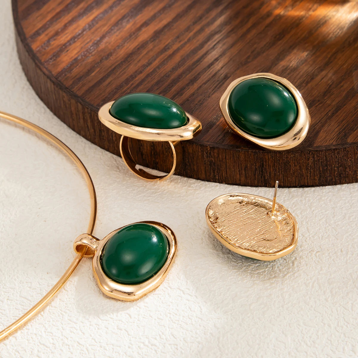 Conjunto de Joias Âmbar Dourado