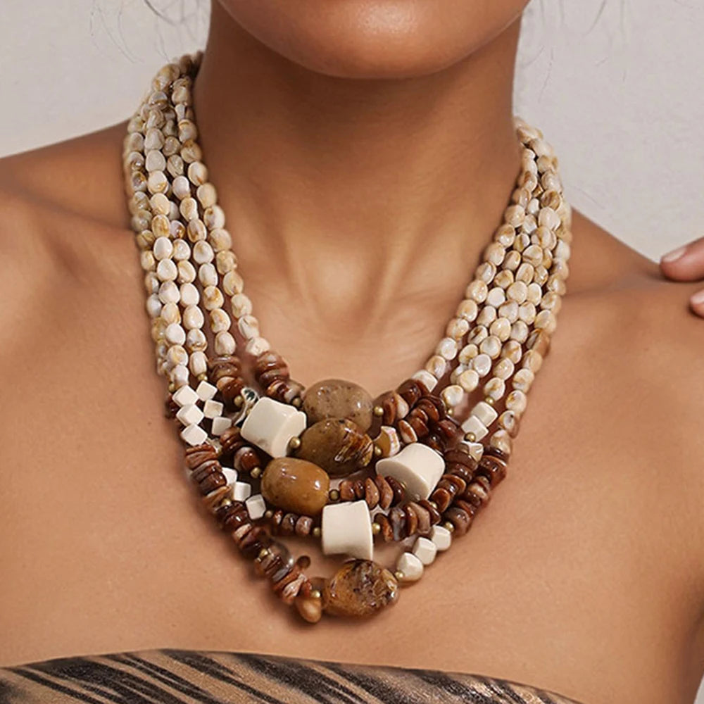 Colar Multi Camadas Pérola & Âmbar | By Mireva