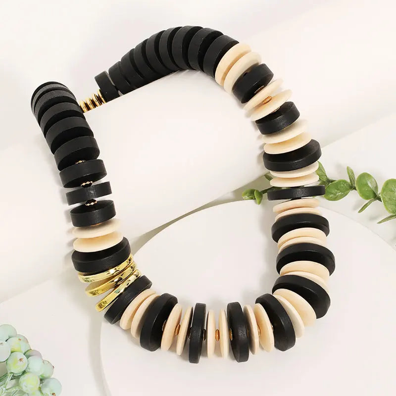 Colar Boho Fashion com Contas Grandes Feito à Mão