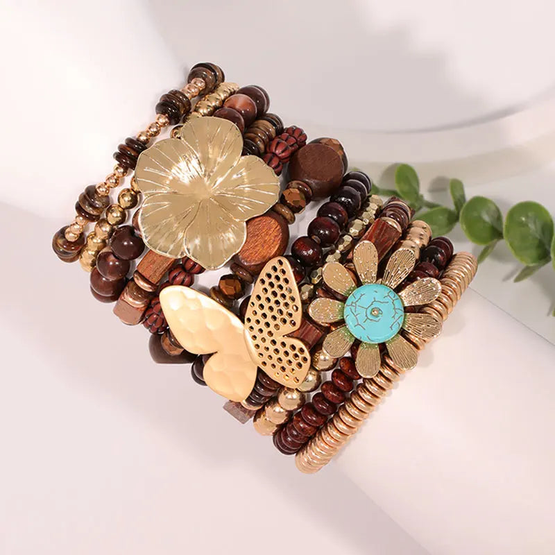 Conjunto de Pulseiras com Design de Flores