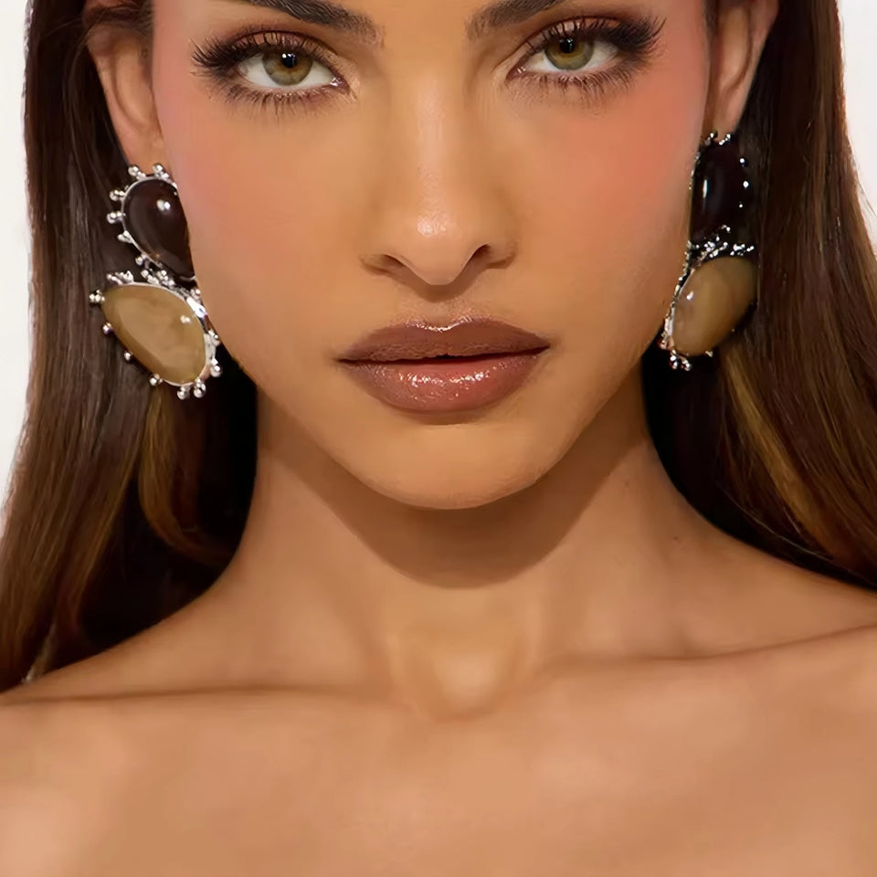 Brinco Gota Dupla Caramelo & Café | By Mireva