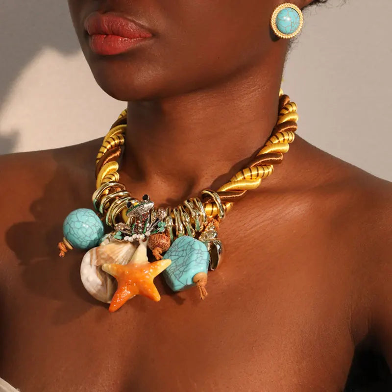 Colar Statement Estrela-do-Mar & Sapo Tropical | By Mireva