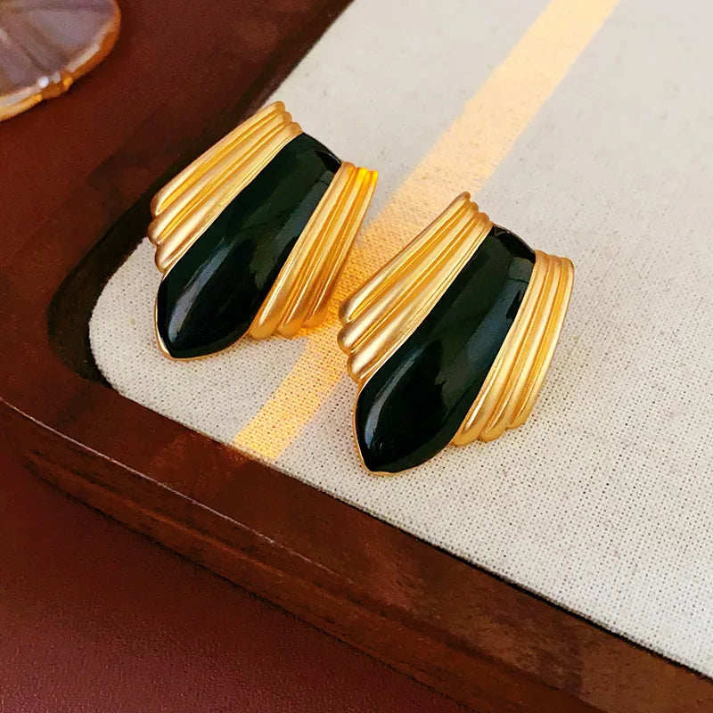 Conjunto de Joias Dourado Verde Esmeralda