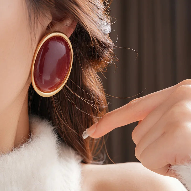 Brinco Vintage Medieval Vermelho Geométrico | By Mireva