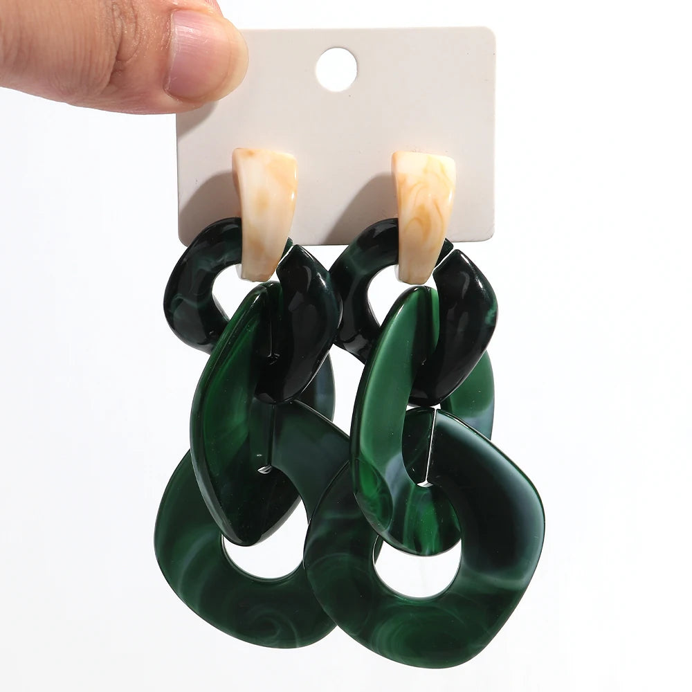 Brinco Correntes Verde Malachita | By Mireva