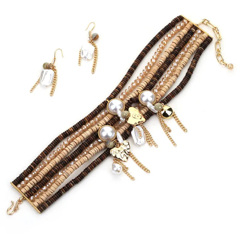 Colar & Brincos Choker Pérolas Corações & Correntes | By Mireva