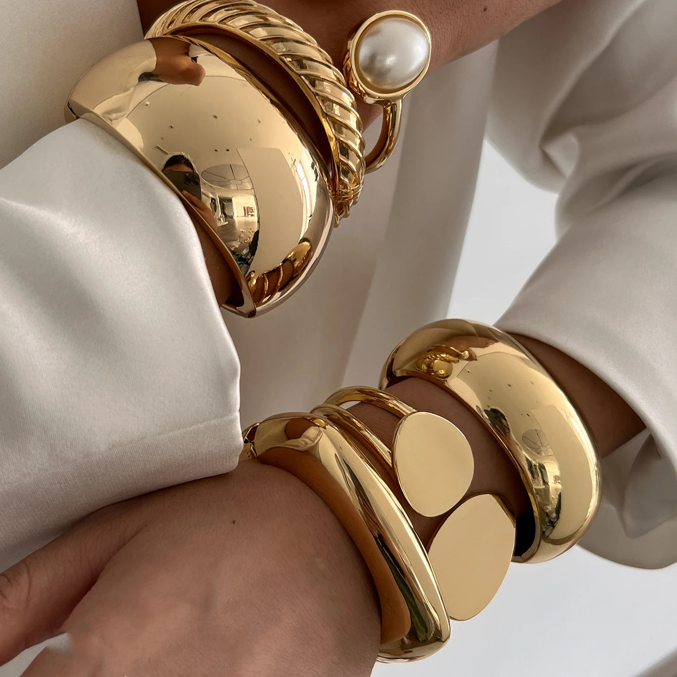 Pulseira Chunky Geométrica Dourada | By Mireva