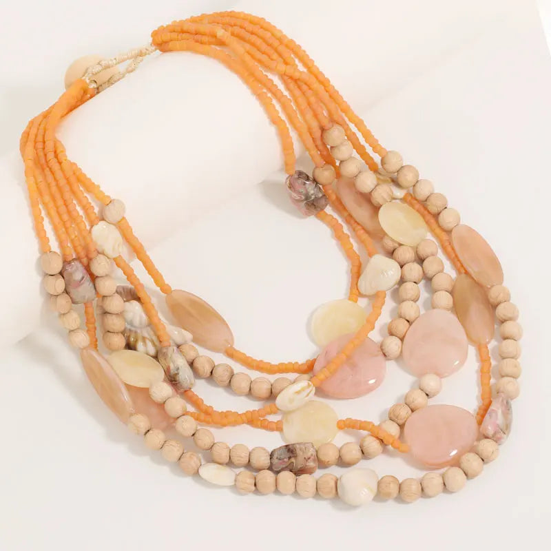 Colar Multi Camadas Coral & Nude | By Mireva