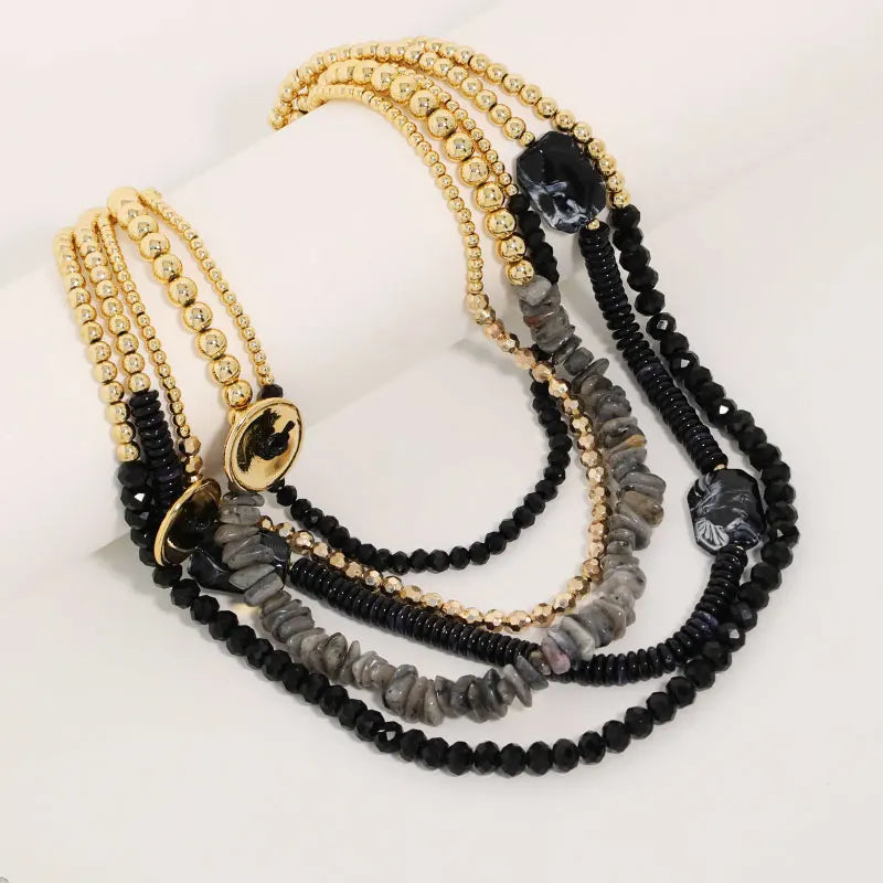 Colar Statement Dourado & Preto Multicamadas | By Mireva
