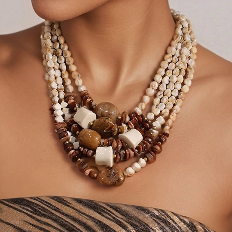 Colar Multi Camadas Pérola & Âmbar | By Mireva