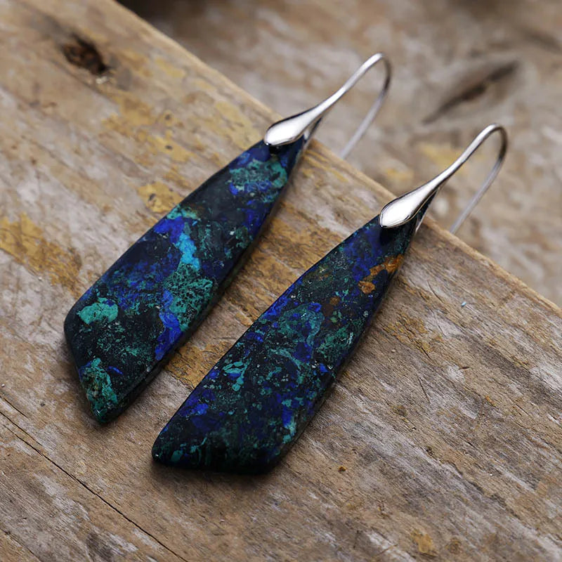 Brinco Longo de Pedra Natural Multicolorida