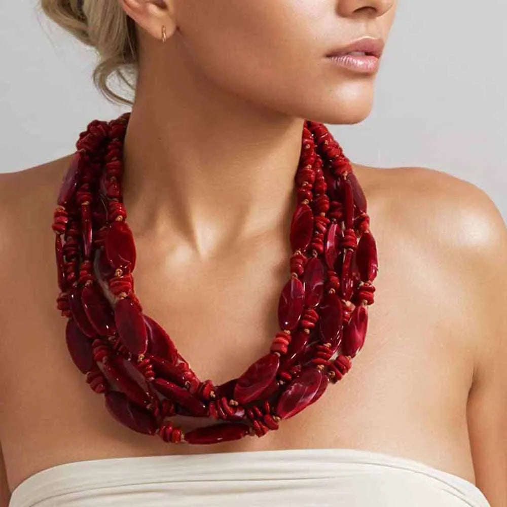 Colar Boho Multicamadas Verde Água | By Mireva