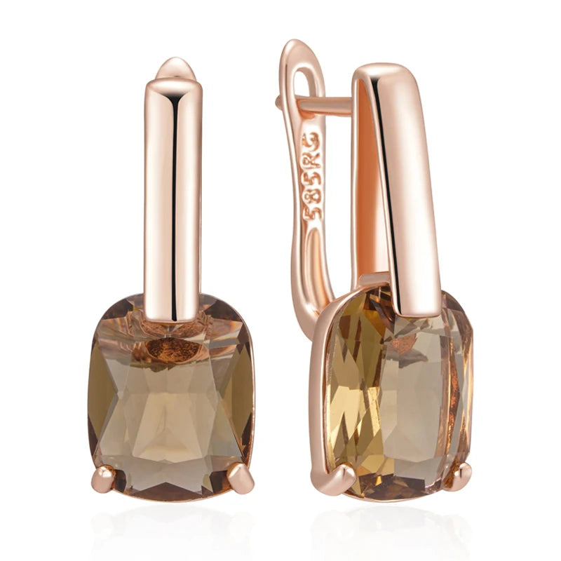 Brinco Dourado com Zircão Natural Marrom
