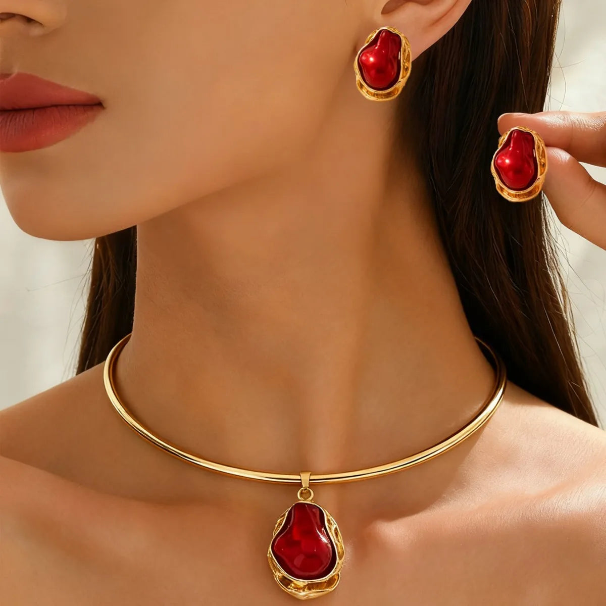 Conjunto de Joias Pérola Irregular Dourado