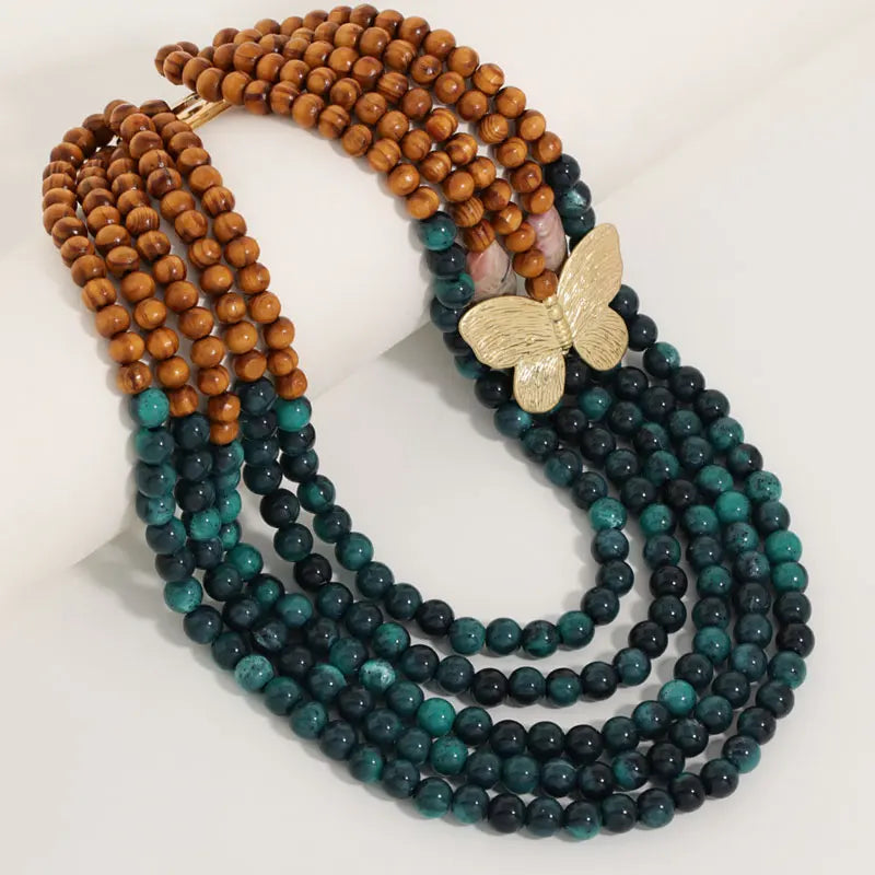Colar Boho Madeira & Borboleta | By Mireva