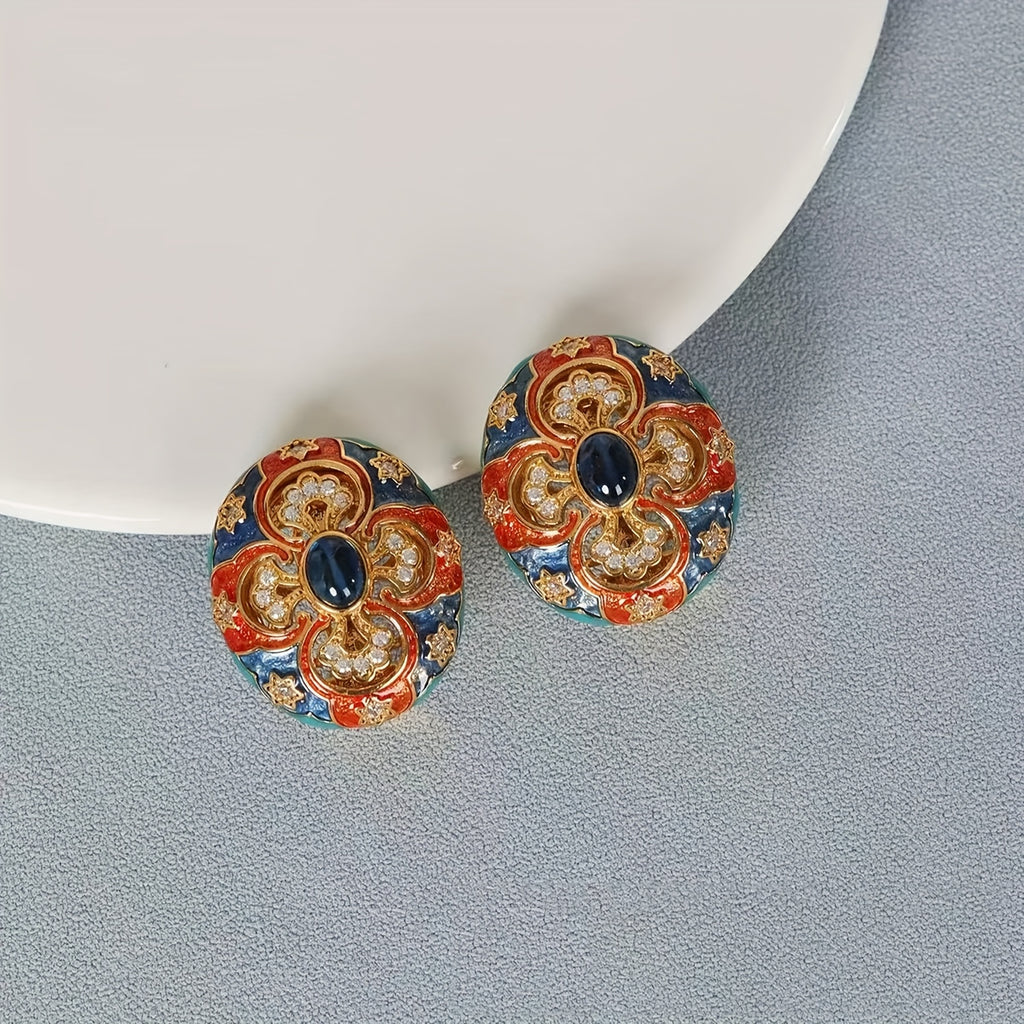 Brinco Geométrico Ornamentado Verde Palácio | By Mireva