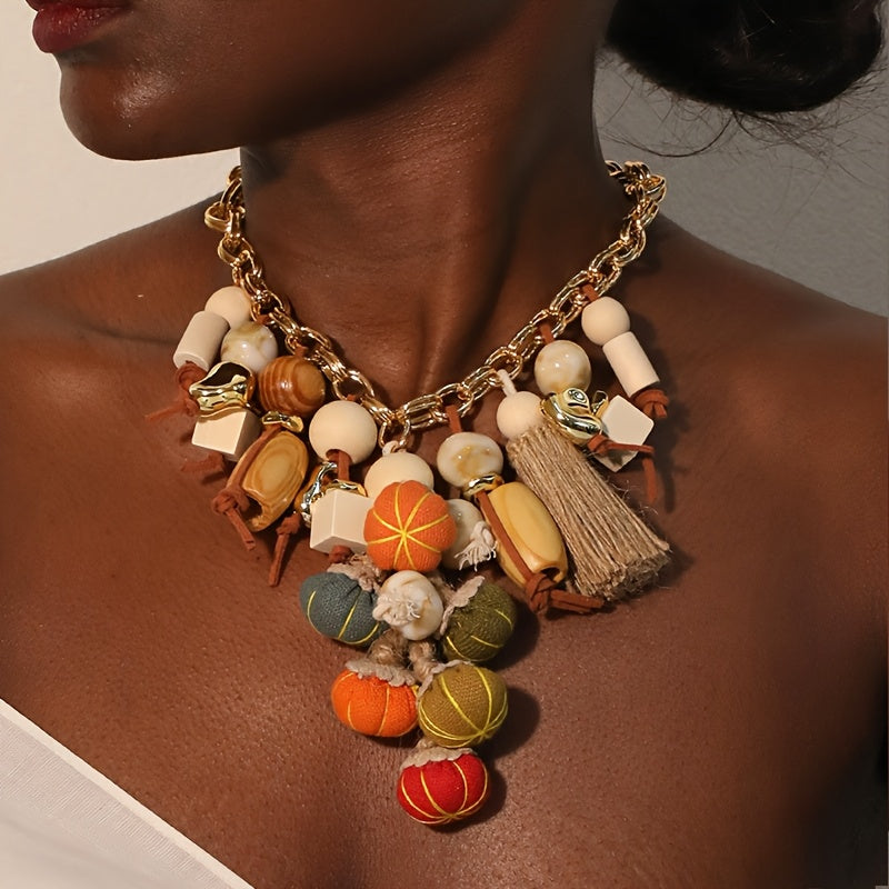 Colar Boho Abóboras Coloridas Tassel | By Mireva