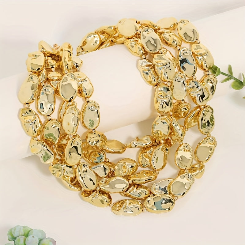 Colar Elegante Multicamadas Gotas Douradas | By Mireva