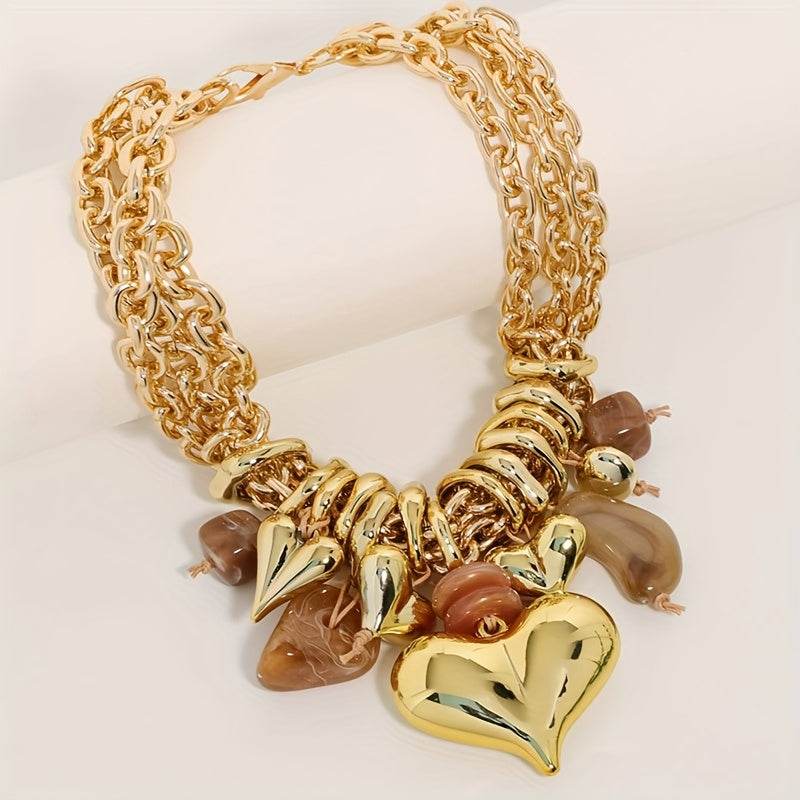 Colar Feminino Boho com Pingente de Coração