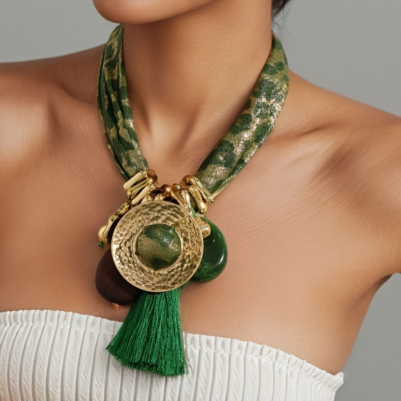 Colar Boho Leopardo Tassel & Sementes | By Mireva