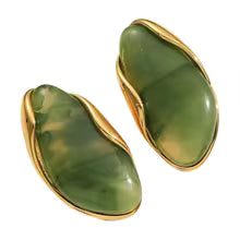 Brincos Boho Resina Irregular Dourados | By Mireva