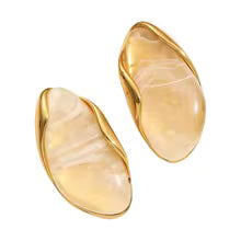 Brincos Boho Resina Irregular Dourados | By Mireva