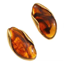 Brincos Boho Resina Irregular Dourados | By Mireva